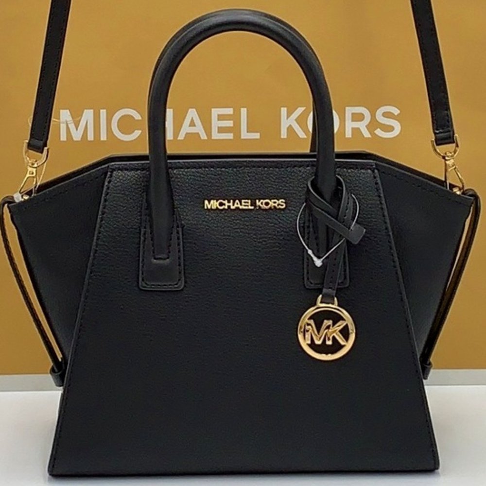 Michael Kors Avril Small Leather Top-Zip Satchel Black color